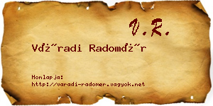 Váradi Radomér névjegykártya